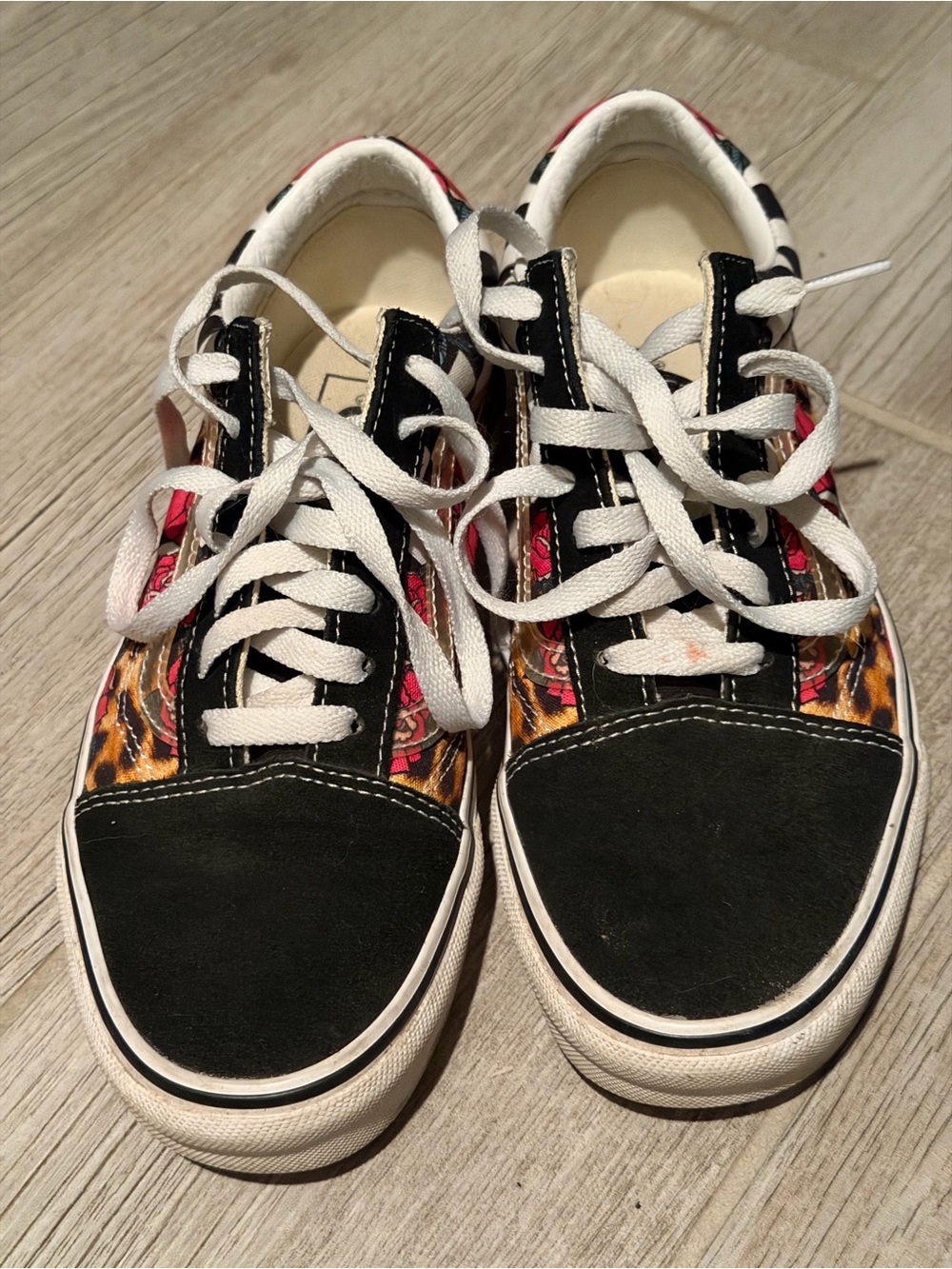 Vans Low-Top Sneakers in Black with Red & Orange Accents